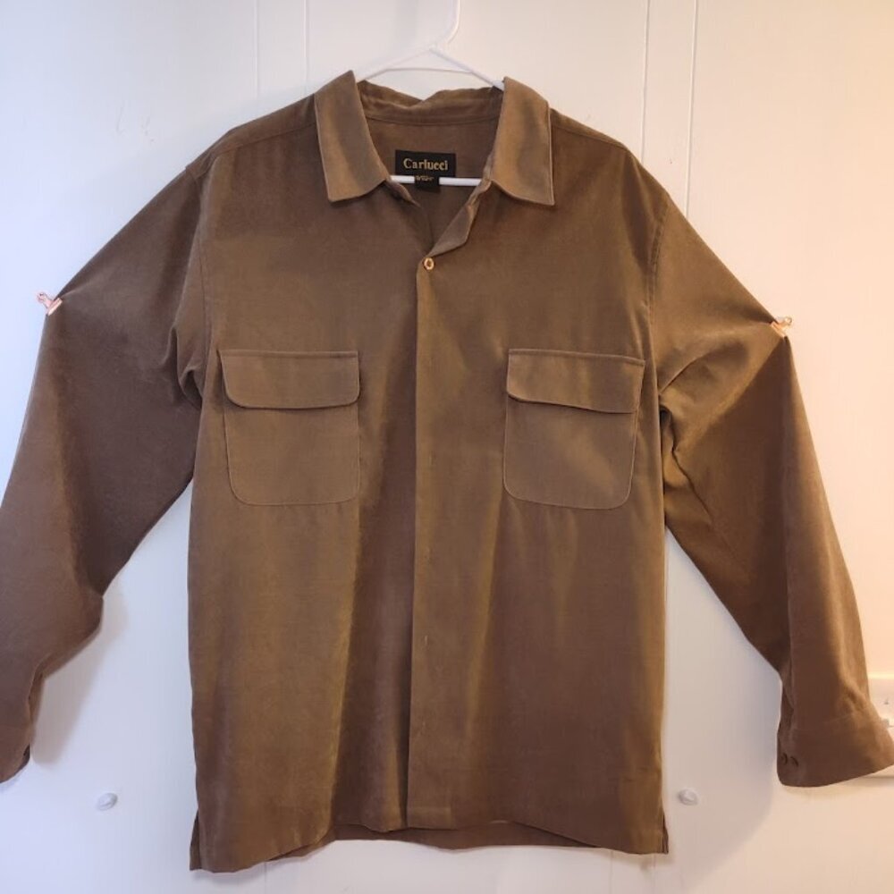 Carlucci Faux Suede Button Down - Picture 1 of 5